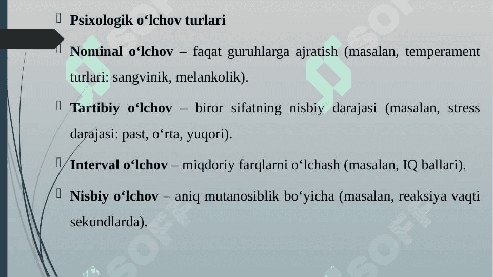 PSIXOLOGIYADA O'LCHOV 4