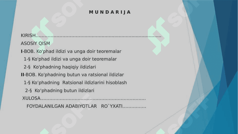 BUTUN KOEFFITSIYENTLI KO‘PHADNING BUTUN VA RATSIONAL ILDIZLARI 2