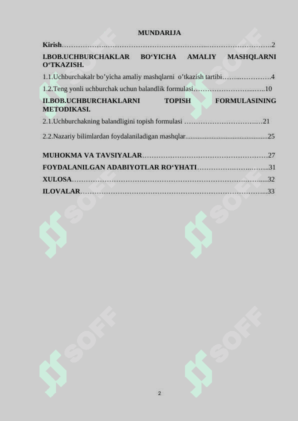 UCH BURCHAKLAR BO‘YICHA AMALIY MASHQ VA TADBIQNI O‘TKAZISH METODIKASI. 2