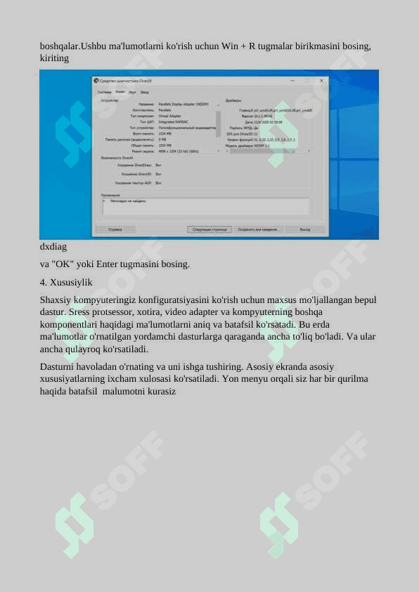 Kompyuter xarakteristikasini aniqlash mavzusida kichik qo'llanma 3
