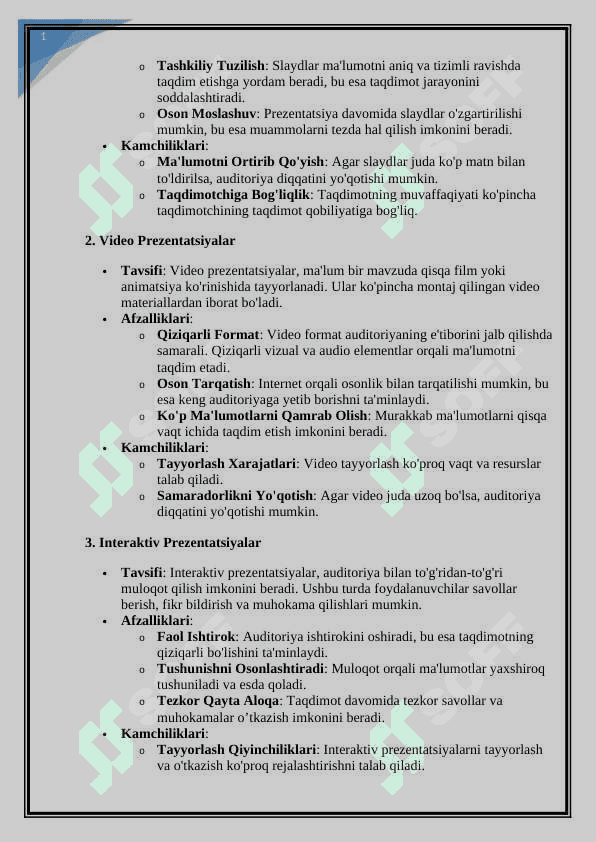 Prezentatsiyalarni turlari va shakllari 6