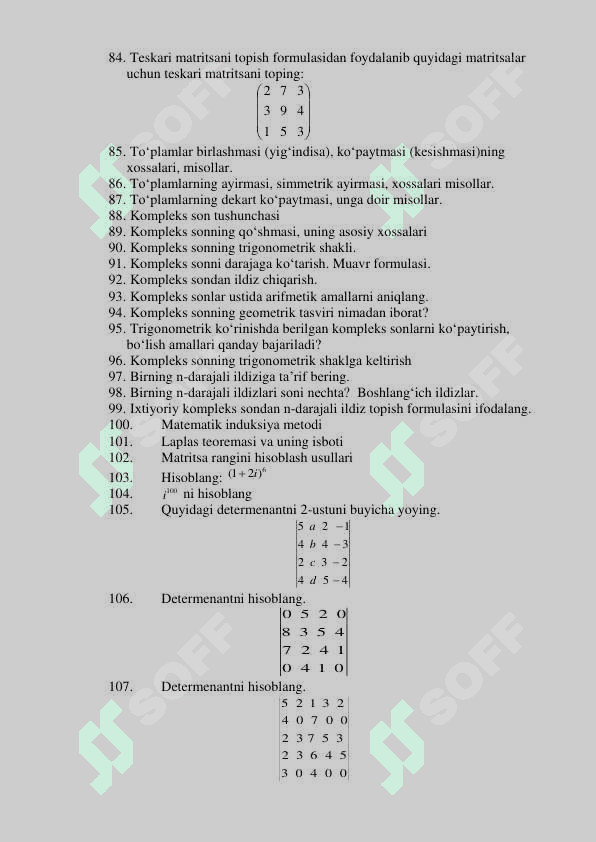 1 kurs Algebra yakuniy savollar 6