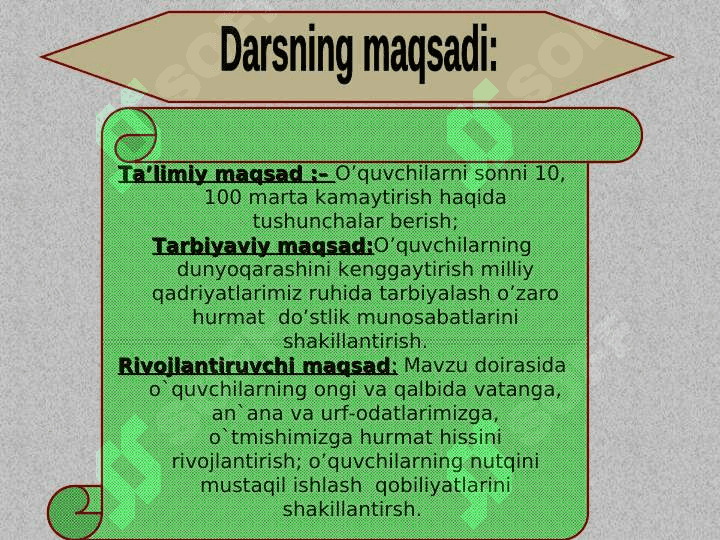 Sonni 10, 100 marta kamaytirish 3