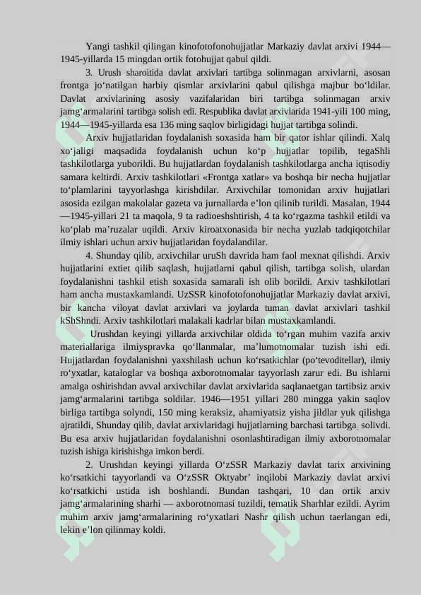 1941-1990 YILLARDA O’ZBEKISTONDA ARXIV ISHI 2