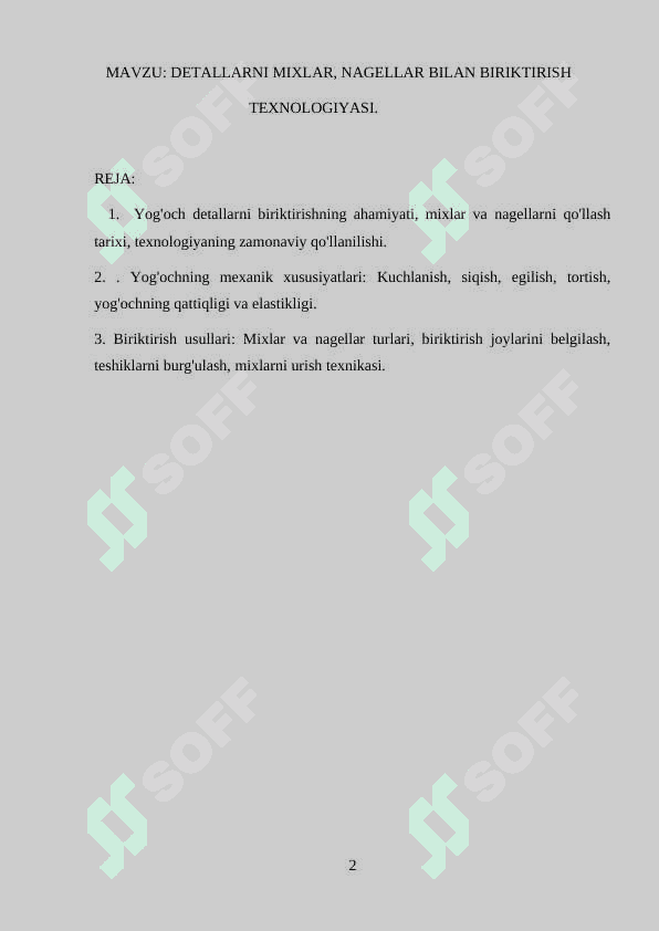 DETALLARNI MIXLAR, NAGELLAR BILAN BIRIKTIRISH   Referat 2
