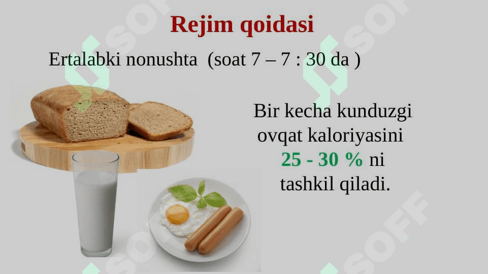 Energiya almashinuvi. Bir kecha kunduzgi ovqat ratsionini tuzish 4