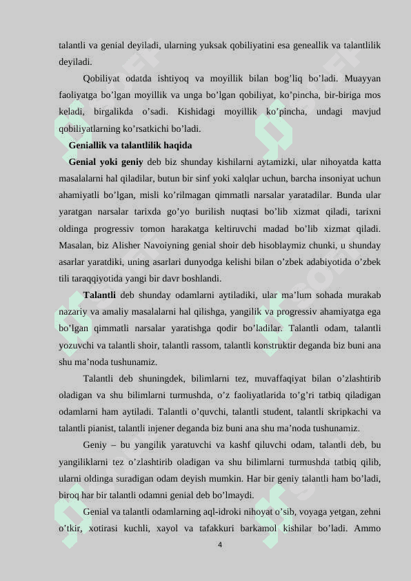Qobiliyat va qiziqish, havas 4