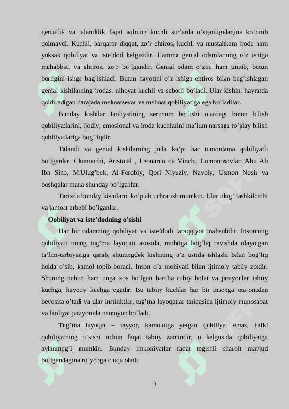 Qobiliyat va qiziqish, havas 5