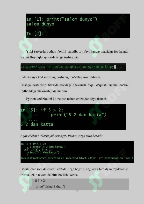 PYTHON DASTURLASH TILIDA RO‘YXATLAR VA MASSIVLAR BILAN ISHLASH  MAVZUSIDA 8