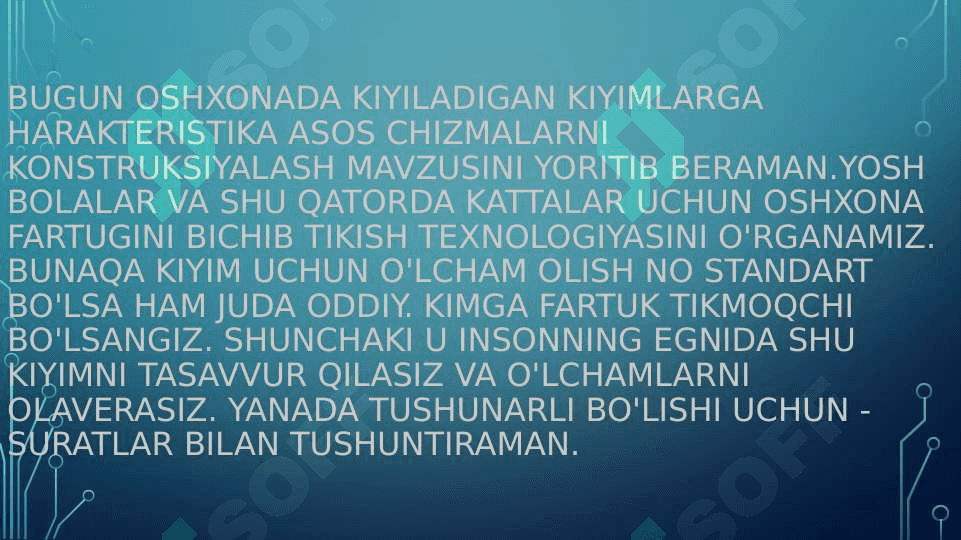 oshxonada kiyiladigan kiyimlarga harakteristika asos chizmalarni konstruksiyalash 3