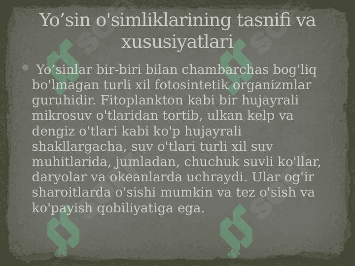 Yo‘sintoifa o‘simliklar 2