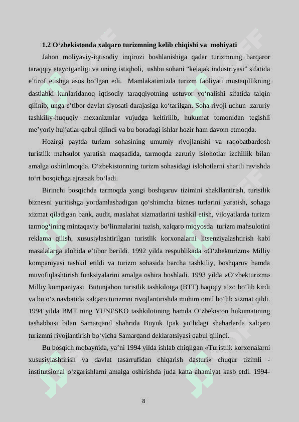O'ZBEKISTONDA XALQARO TURIZM 1