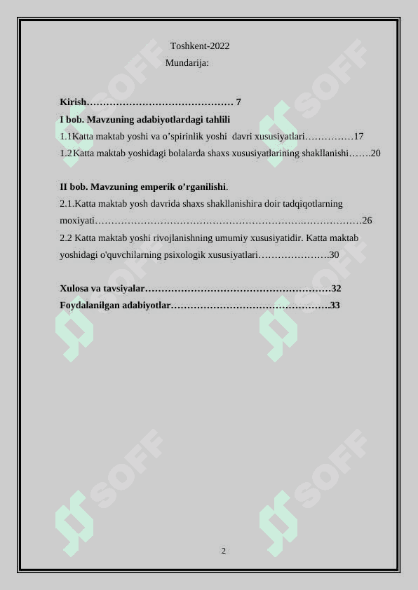 Katta maktab yoshida rivojlanishning psixologik xususiyatlari. 2