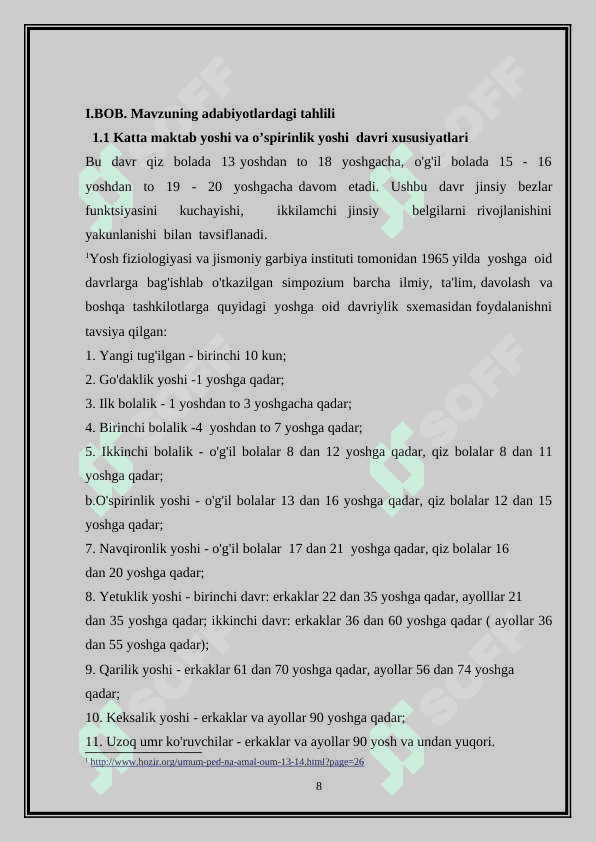 Katta maktab yoshida rivojlanishning psixologik xususiyatlari. 8
