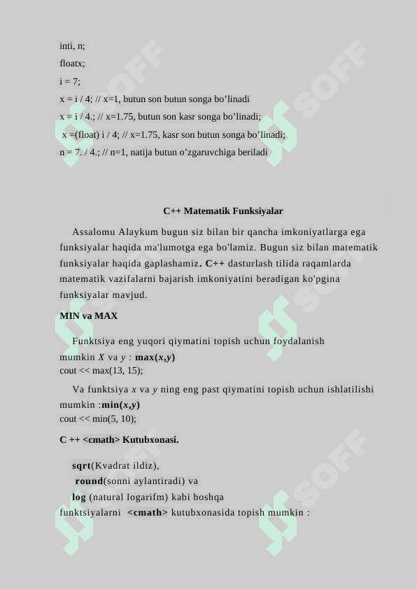++ DASTURLASH TILI VA UNING IMKONIYATLARI 2