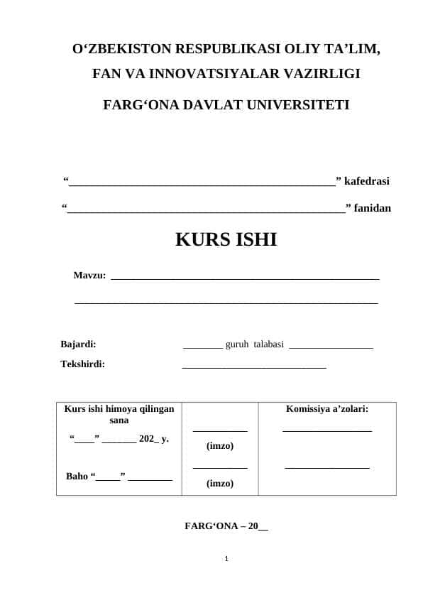 Kurs ishi Yoshlarni ish bilan taʼminlash