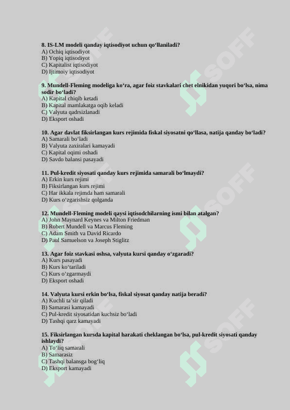 Mundell-Fleming Modeli Testi 2