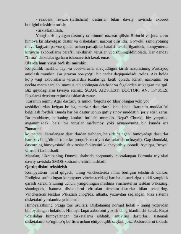 VIRUSNING  KOMPYUTERGA  TUSHISH  SABABLARI  VA  UNDAN HIMOYALANISH   USULLARI 6