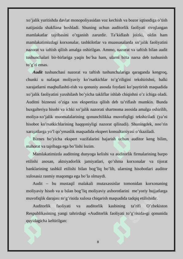 Ichki va Tashqi audit.buxgalteriya va audit. 8