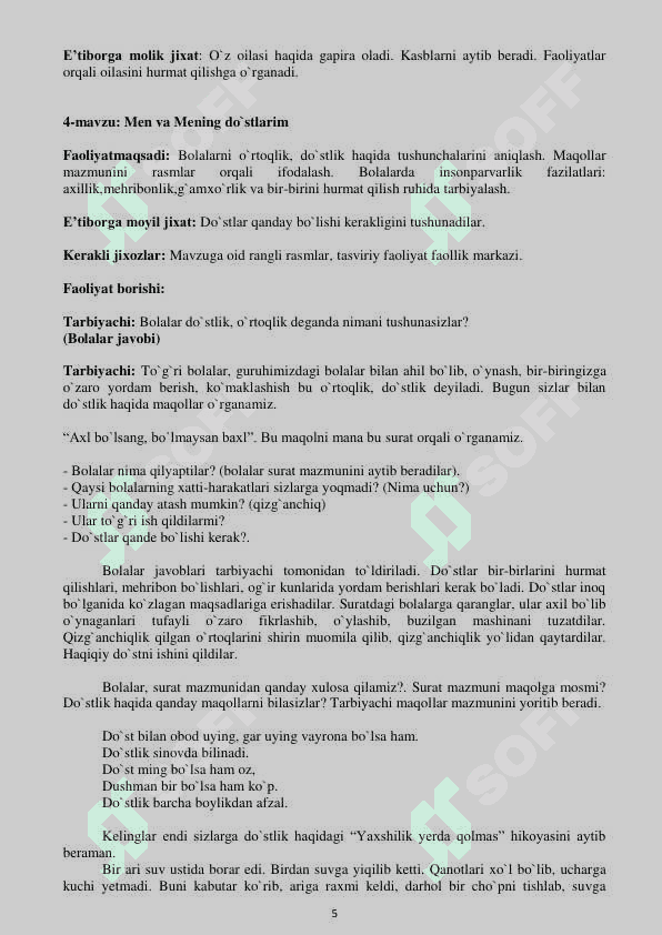 Nutq o`stirish mashg`ulot ishlanmasi 5