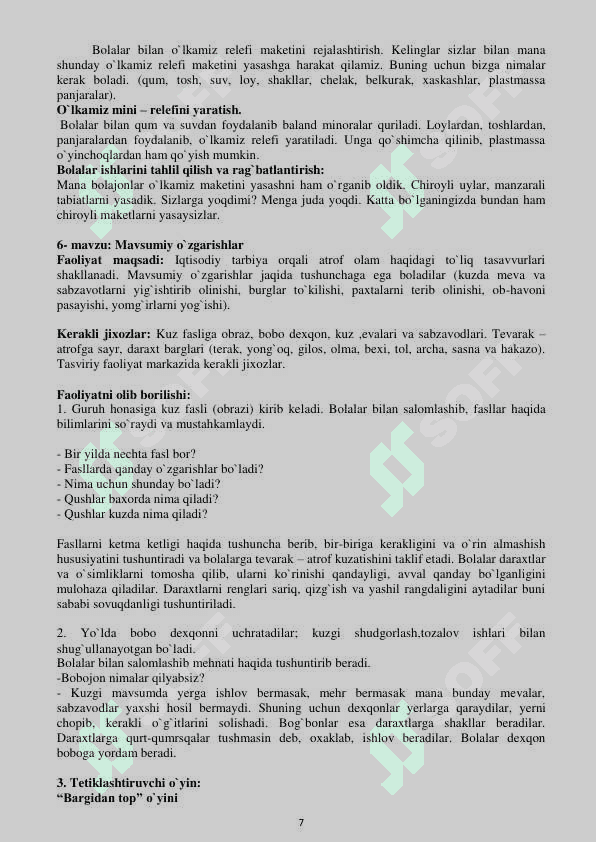 Nutq o`stirish mashg`ulot ishlanmasi 7