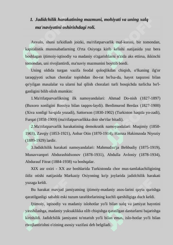 Jadidchilik xarakati. 2