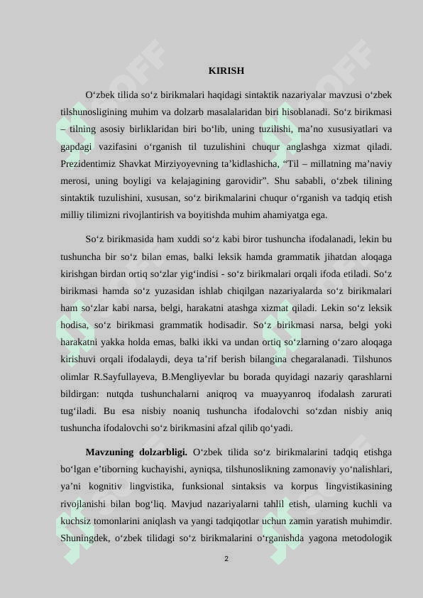 Oʻzbek tilida soʻz birikmalari haqidagi sintaktik nazariyalar. kurs ishi.docx 2