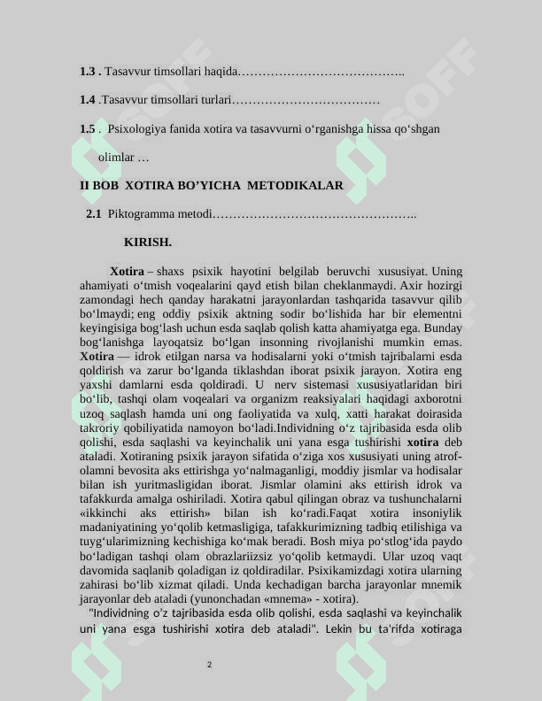 XOTIRA VA TASAVVUR TIMSOLLARI 2