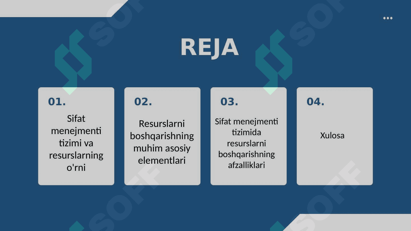 Sifat menejmenti tizimida resurslarni boshqarish 2