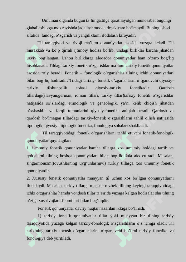 O‘zbek tilida tovush o‘zgarish hodisasi (fonetik jarayonlar) 3