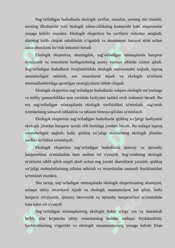 Sugʻoriladigan mintaqalarda ekologik ekspertiza 3