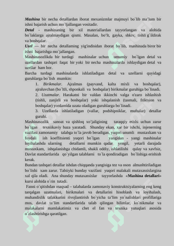 Mashinasozlikda ishlatiladigan materiallar 2