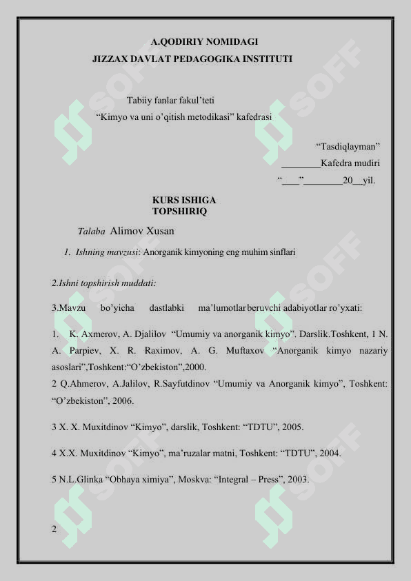 ANORGANIK KIMYONING ENG MUHIM SINLARI kurs ishi 2