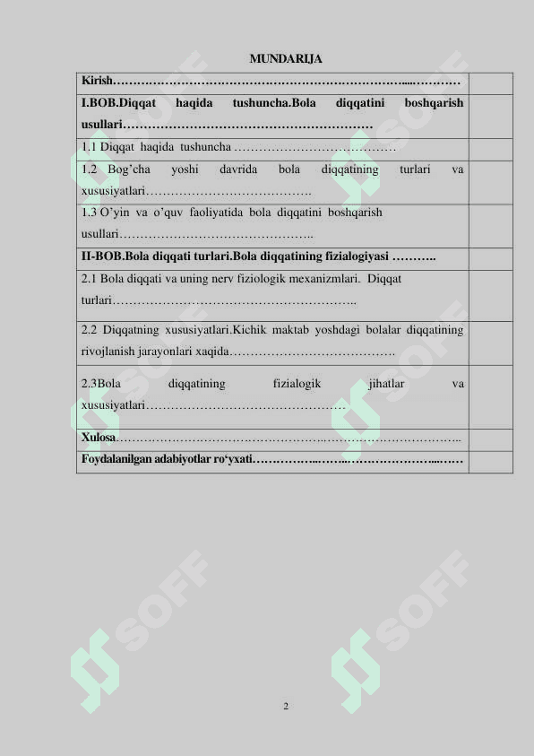 Bola diqqati haqida tushuncha kurs ishi 2