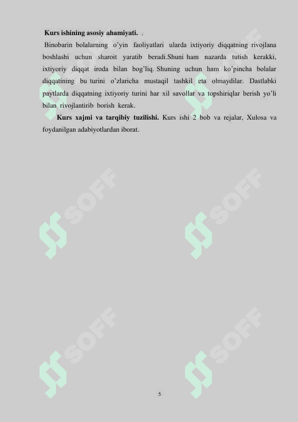 Bola diqqati haqida tushuncha kurs ishi 5