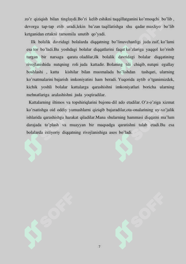 Bola diqqati haqida tushuncha kurs ishi 7