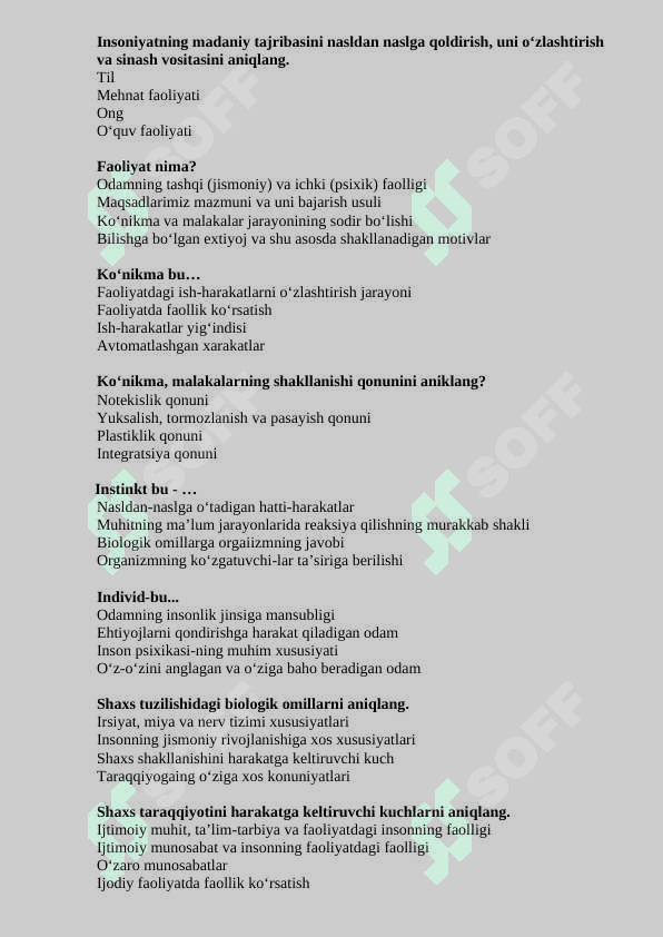 Umumiy psixologiya test 2025-yil 7