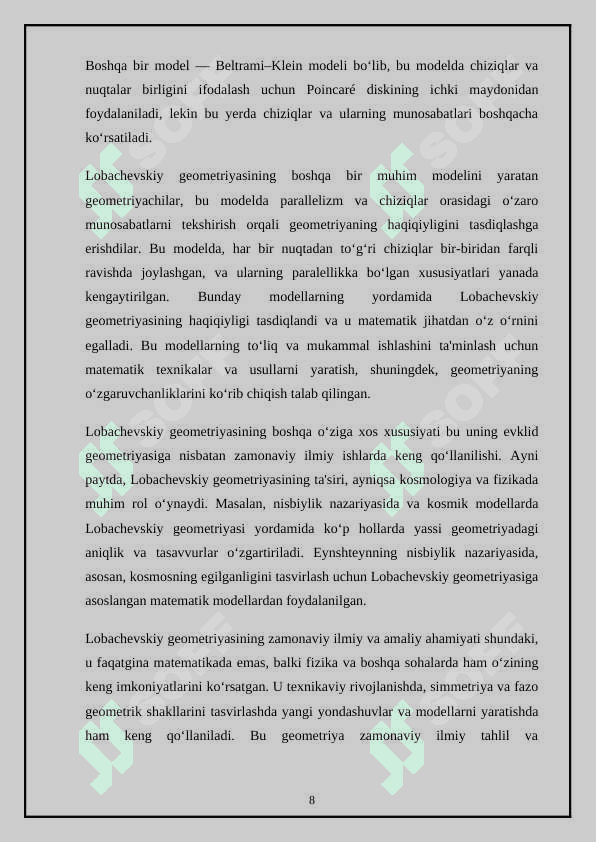 Aksiomalar sistemasining zidsizligi, 8