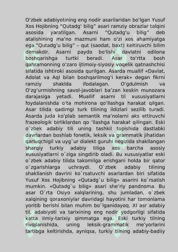 Yusuf Xos Hojibning til haqidagi qarashlari 4
