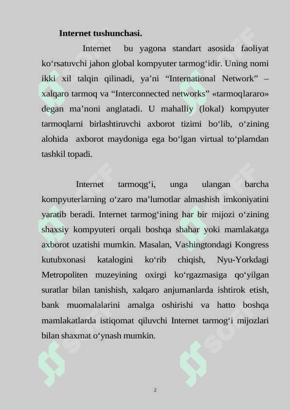 INTERNET TARMOG‘I VA UNING AHAMIYATI 2
