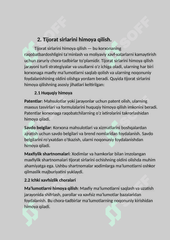 Korxoalarni tijorat siri. 6
