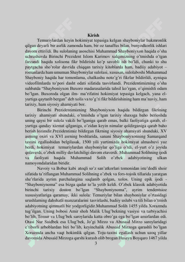 MUHAMMAD SOLIHNING “SHAYBONIYNOMA” ASARITARIXIY  MANBA SIFATIDA” 3
