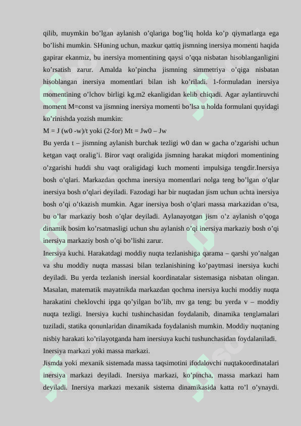 Turli shakildagi jismlarning inersiya momentini hisoblash 4