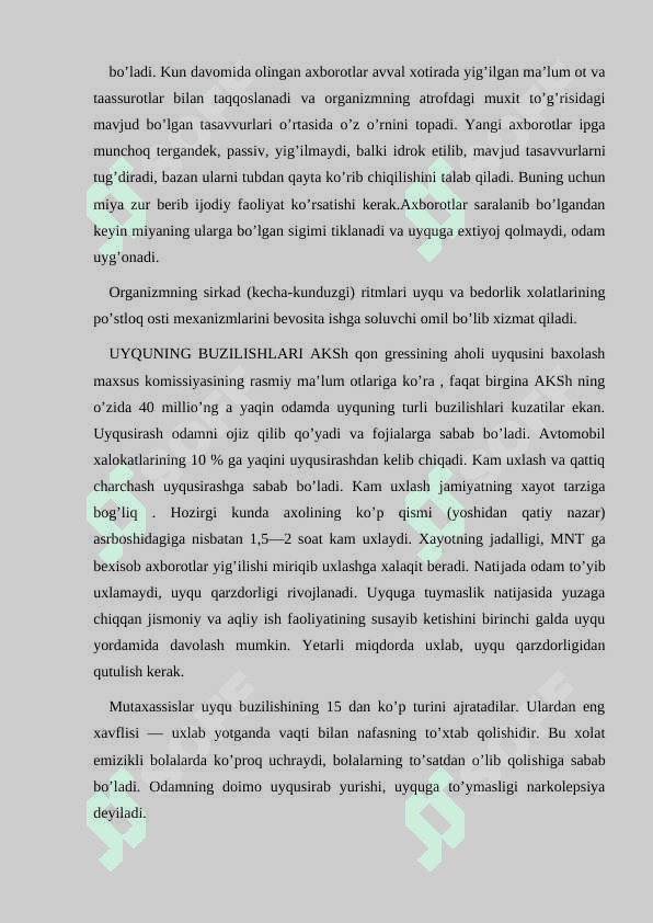 Uyqu, tush ko'rish va gipnoz,uyqu gigiyenasi 8