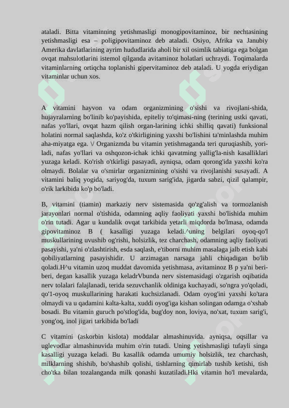 Vitaminlar haqida umumiy tushuncha 4