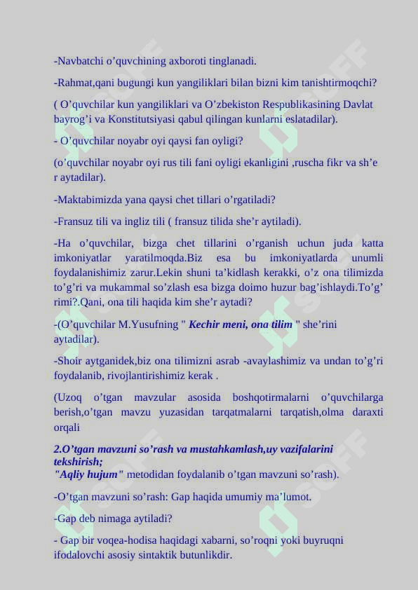 Dars ishlanma ona tili 8-sinf uchun 3