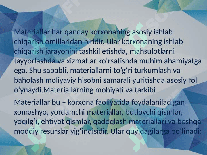 Materiallarni turkumlash va baholash. 3