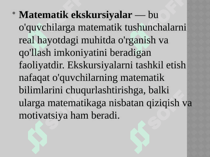 Matematik ekskursiyalar tayyorlash va o’tkazish 3