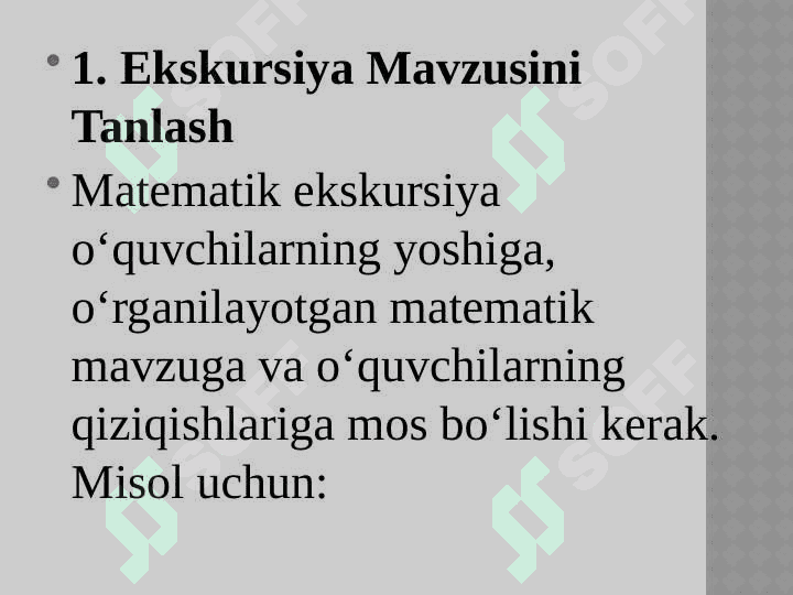 Matematik ekskursiyalar tayyorlash va o’tkazish 4