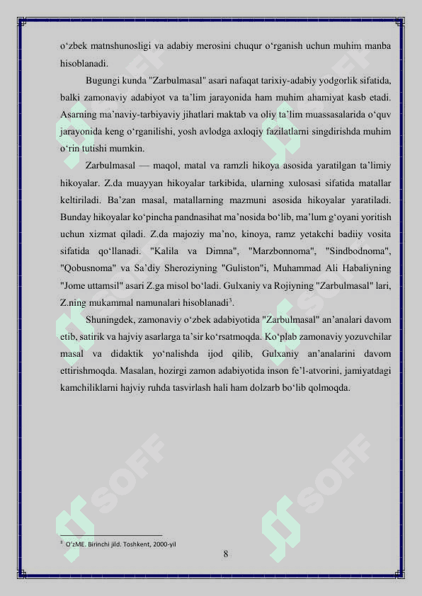 Zarbulmasalning ilmiy-tanqidiy matni tavsifi 8